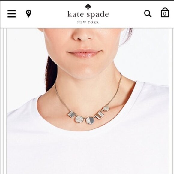 Kate Spade pave silver tone chain elegant geometric necklace giftable NEW - Picture 5 of 5